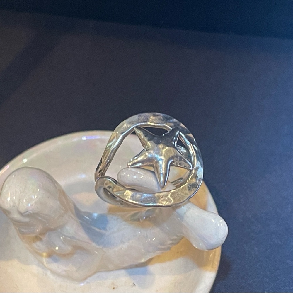 Mexican Hammered Silver Star Ring